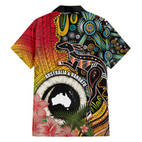 Vanuatu and Australia Together Family Matching Off The Shoulder Long Sleeve Dress and Hawaiian Shirt Kangaroo with Pig Tusk Indigenous Pattern LT03 - Polynesian Pride