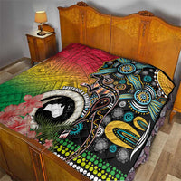 Vanuatu and Australia Together Quilt Kangaroo with Pig Tusk Indigenous Pattern