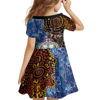 Samoa and Australia Together Family Matching Tank Maxi Dress and Hawaiian Shirt Kangaroo and Tribal Hibiscus Aboriginal Pattern