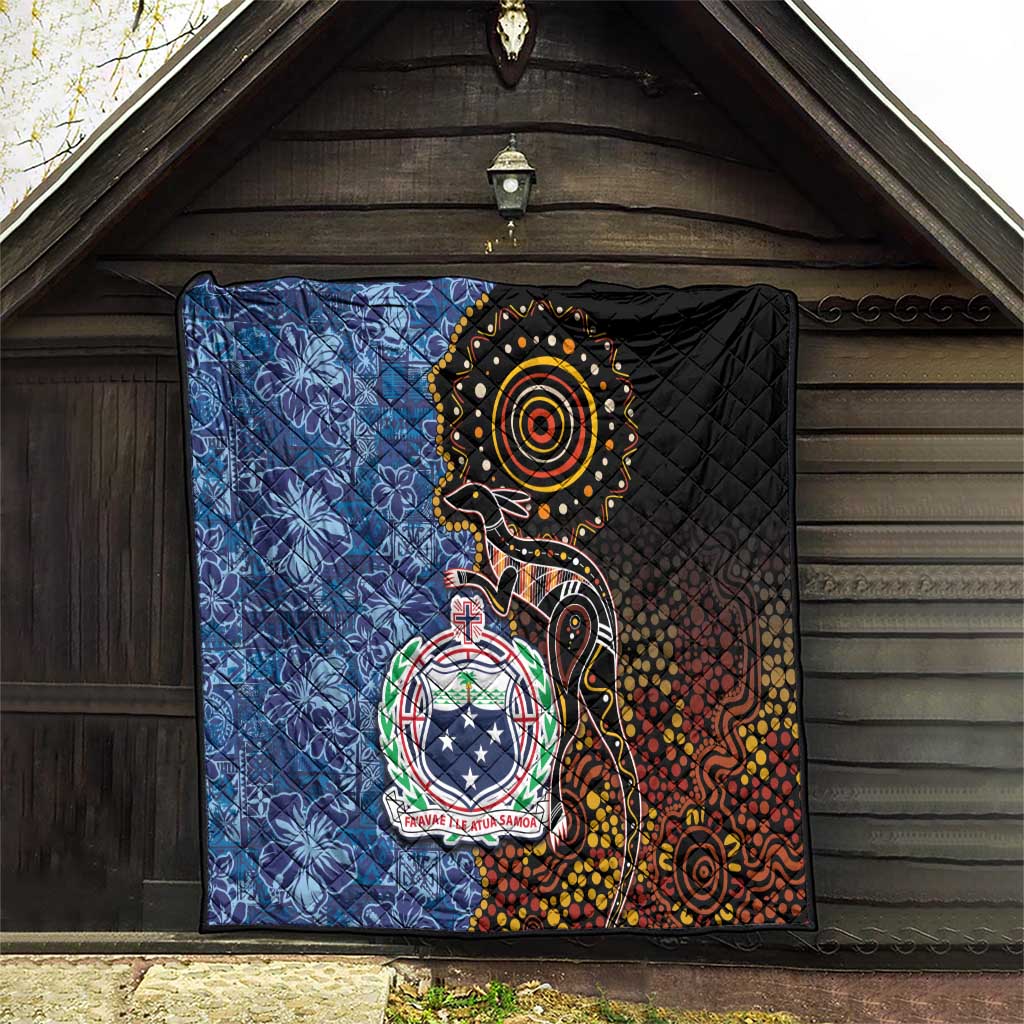 Samoa and Australia Together Quilt Kangaroo and Tribal Hibiscus Aboriginal Pattern