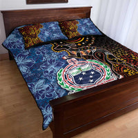 Samoa and Australia Together Quilt Bed Set Kangaroo and Tribal Hibiscus Aboriginal Pattern