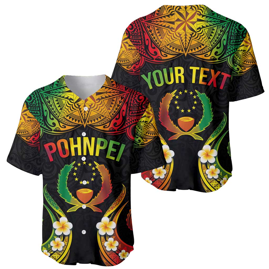 Personalised Pohnpei Independence Day Baseball Jersey Polynesian Tattoo and Plumeria Reggae Color LT03 - Polynesian Pride