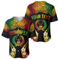 Personalised Pohnpei Independence Day Baseball Jersey Polynesian Tattoo and Plumeria Reggae Color LT03 - Polynesian Pride