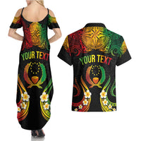 Personalised Pohnpei Independence Day Couples Matching Summer Maxi Dress and Hawaiian Shirt Polynesian Tattoo and Plumeria Reggae Color LT03 - Polynesian Pride