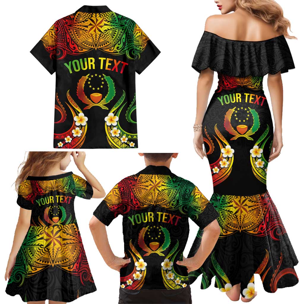 Personalised Pohnpei Independence Day Family Matching Mermaid Dress and Hawaiian Shirt Polynesian Tattoo and Plumeria Reggae Color LT03 - Polynesian Pride
