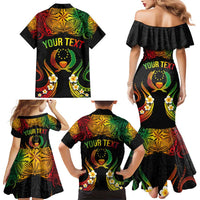 Personalised Pohnpei Independence Day Family Matching Mermaid Dress and Hawaiian Shirt Polynesian Tattoo and Plumeria Reggae Color LT03 - Polynesian Pride