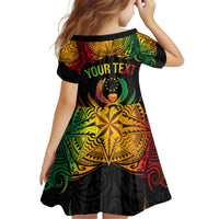 Personalised Pohnpei Independence Day Family Matching Off Shoulder Short Dress and Hawaiian Shirt Polynesian Tattoo and Plumeria Reggae Color LT03 - Polynesian Pride