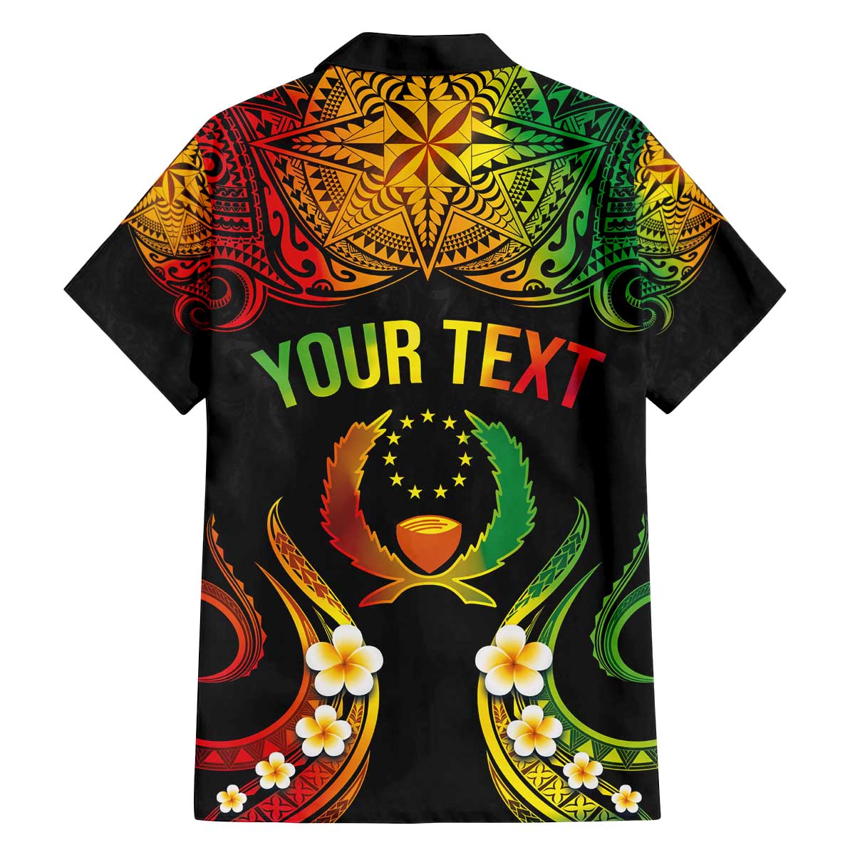 Personalised Pohnpei Independence Day Family Matching Puletasi and Hawaiian Shirt Polynesian Tattoo and Plumeria Reggae Color LT03 - Polynesian Pride