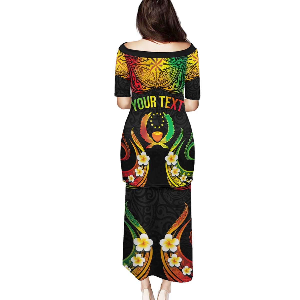 Personalised Pohnpei Independence Day Family Matching Puletasi and Hawaiian Shirt Polynesian Tattoo and Plumeria Reggae Color LT03 - Polynesian Pride