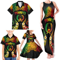 Personalised Pohnpei Independence Day Family Matching Tank Maxi Dress and Hawaiian Shirt Polynesian Tattoo and Plumeria Reggae Color LT03 - Polynesian Pride