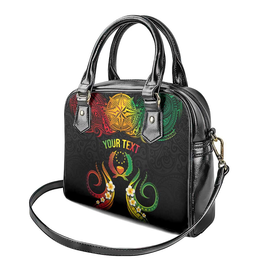 Personalised Pohnpei Independence Day Shoulder Handbag Polynesian Tattoo and Plumeria Reggae Color LT03 - Polynesian Pride