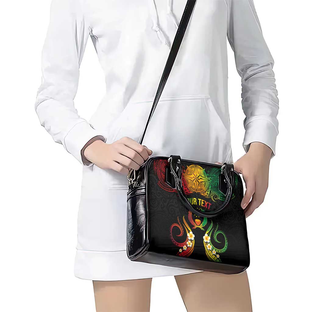 Personalised Pohnpei Independence Day Shoulder Handbag Polynesian Tattoo and Plumeria Reggae Color LT03 - Polynesian Pride