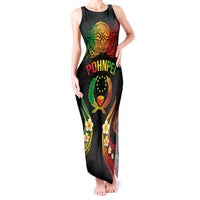 Personalised Pohnpei Independence Day Tank Maxi Dress Polynesian Tattoo and Plumeria Reggae Color