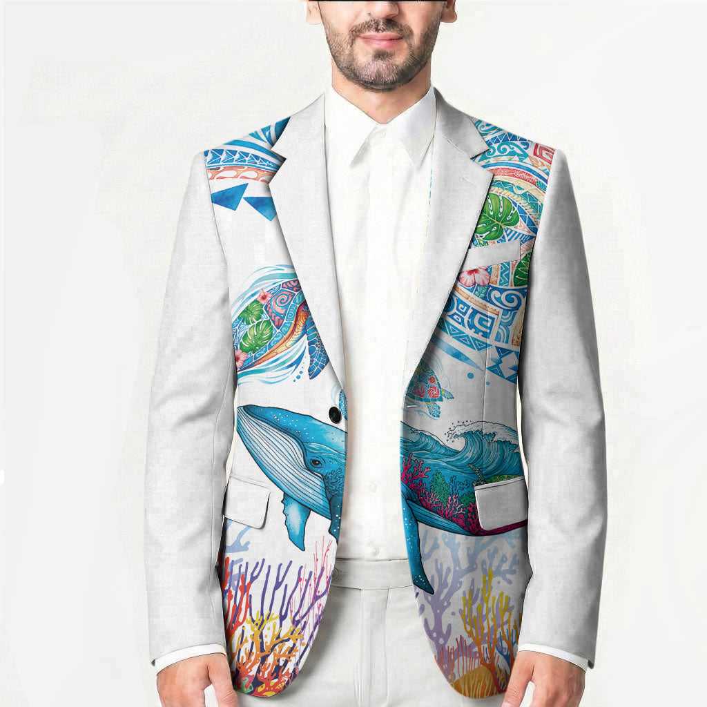 Hawaiian Turtles and Whales Blazer Polynesian Tropical Tattoo Ocean Style LT03 - Polynesian Pride