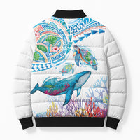 Hawaiian Turtles and Whales Bomber Puffer Jacket Polynesian Tropical Tattoo Ocean Style LT03 - Polynesian Pride