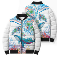 Hawaiian Turtles and Whales Bomber Puffer Jacket Polynesian Tropical Tattoo Ocean Style LT03 - Polynesian Pride