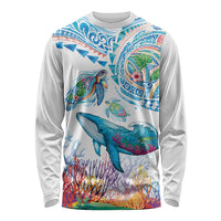 Hawaiian Turtles and Whales Long Sleeve Shirt Polynesian Tropical Tattoo Ocean Style LT03 Unisex Multicolor - Polynesian Pride
