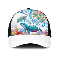 Hawaiian Turtles and Whales Mesh Trucker Cap Polynesian Tropical Tattoo Ocean Style LT03 One Size Black Multicolor - Polynesian Pride
