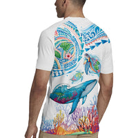 Hawaiian Turtles and Whales Rugby Jersey Polynesian Tropical Tattoo Ocean Style LT03 - Polynesian Pride