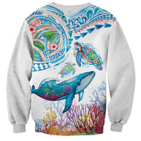 Hawaiian Turtles and Whales Sweatshirt Polynesian Tropical Tattoo Ocean Style LT03 - Polynesian Pride