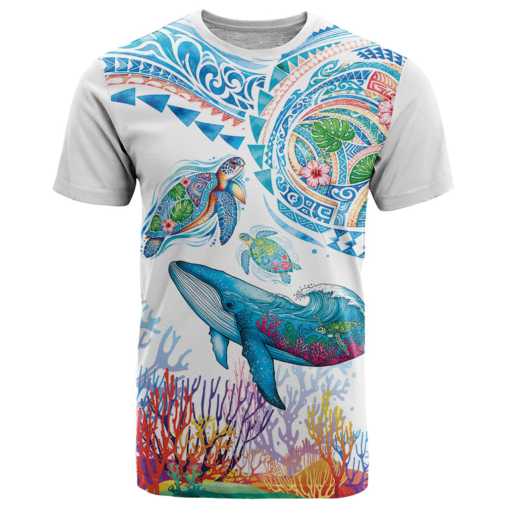 Hawaiian Turtles and Whales T Shirt Polynesian Tropical Tattoo Ocean Style LT03 Multicolor - Polynesian Pride