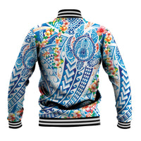 Hawaiian Turtle and Lei Baseball Jacket Tribal Kakau and Tropical Plants Human Heart LT03 - Polynesian Pride