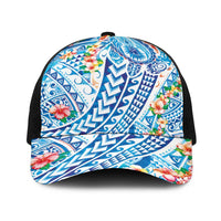 Hawaiian Turtle and Lei Baseball Net Cap Tribal Kakau and Tropical Plants Watercolor Style LT03 One Size Black Multicolor - Polynesian Pride