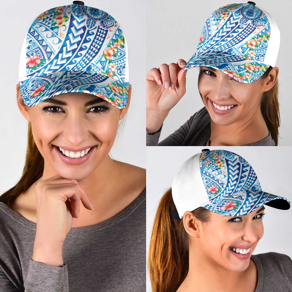 Hawaiian Turtle and Lei Classic Cap Tribal Kakau and Tropical Plants Watercolor Style LT03 - Polynesian Pride