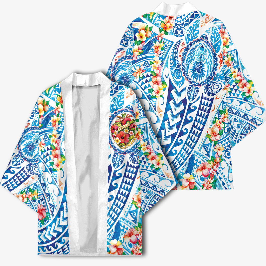 Hawaiian Turtle and Lei Kimono Tribal Kakau and Tropical Plants Human Heart LT03 - Polynesian Pride