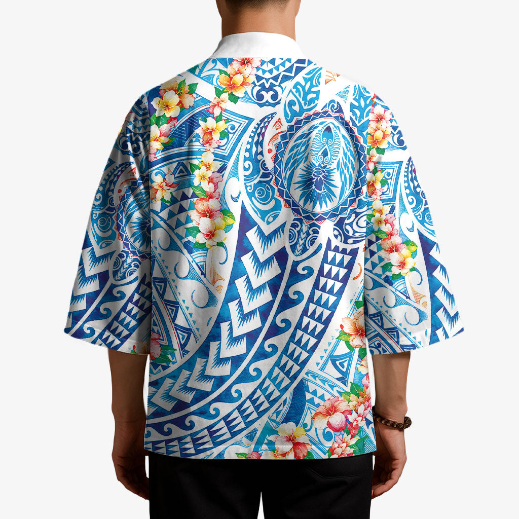 Hawaiian Turtle and Lei Kimono Tribal Kakau and Tropical Plants Human Heart LT03 - Polynesian Pride