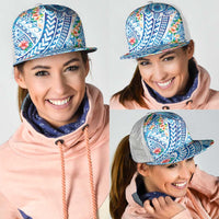 Hawaiian Turtle and Lei Mesh Trucker Cap Tribal Kakau and Tropical Plants Watercolor Style LT03 - Polynesian Pride