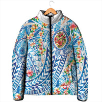 Hawaiian Turtle and Lei Padded Jacket Tribal Kakau and Tropical Plants Human Heart LT03 - Polynesian Pride