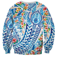 Hawaiian Turtle and Lei Sweatshirt Tribal Kakau and Tropical Plants Human Heart LT03 - Polynesian Pride