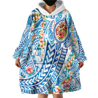 Hawaiian Turtle and Lei Wearable Blanket Hoodie Tribal Kakau and Tropical Plants Human Heart LT03 - Polynesian Pride