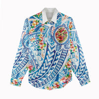 Hawaiian Turtle and Lei Women Casual Shirt Tribal Kakau and Tropical Plants Human Heart LT03 - Polynesian Pride