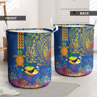 Hawaii Ocean Laundry Basket Pineapple Turtle and Mango Reef Triggerfish and Kakau Tattoo LT03 - Polynesian Pride