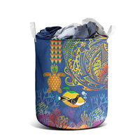 Hawaii Ocean Laundry Basket Pineapple Turtle and Mango Reef Triggerfish and Kakau Tattoo LT03 - Polynesian Pride