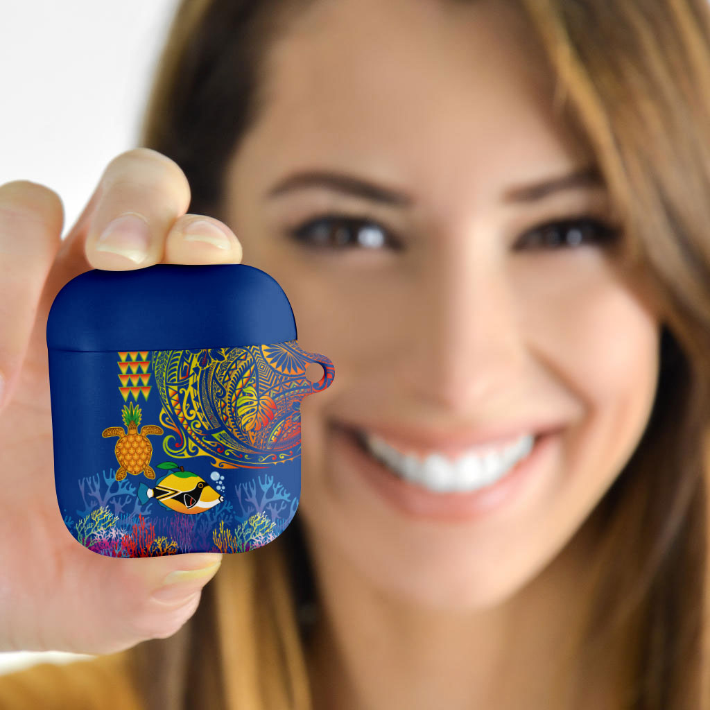 Hawaii Ocean AirPods Case Pineapple Turtle and Mango Reef Triggerfish and Kakau Tattoo LT03 - Polynesian Pride