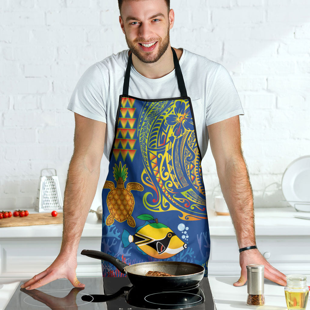 Hawaii Ocean Apron Pineapple Turtle and Mango Reef Triggerfish and Kakau Tattoo LT03 - Polynesian Pride