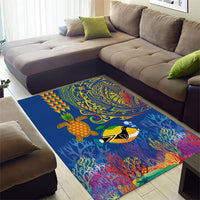 Hawaii Ocean Area Rug Pineapple Turtle and Mango Reef Triggerfish and Kakau Tattoo LT03 - Polynesian Pride