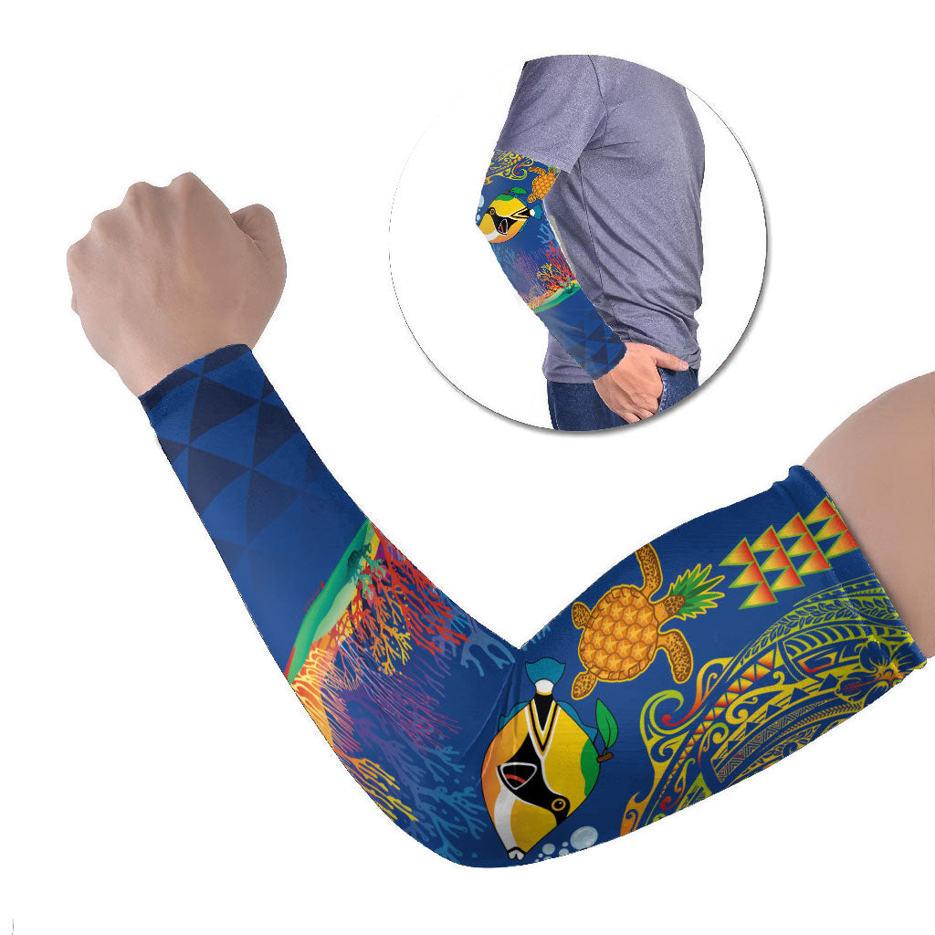 Hawaii Ocean Arm Sleeves Pineapple Turtle and Mango Reef Triggerfish and Kakau Tattoo LT03 Set of 2 Multicolor - Polynesian Pride
