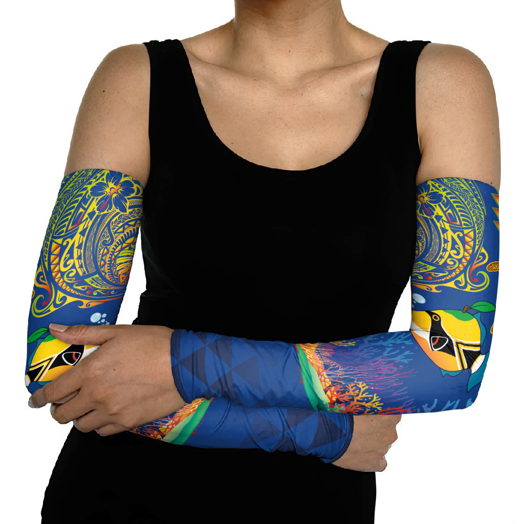 Hawaii Ocean Arm Sleeves Pineapple Turtle and Mango Reef Triggerfish and Kakau Tattoo LT03 - Polynesian Pride
