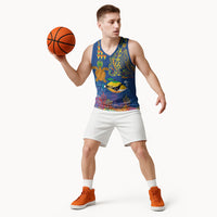 Hawaii Ocean Basketball Jersey Pineapple Turtle and Mango Reef Triggerfish and Kakau Tattoo LT03 - Polynesian Pride