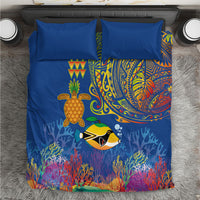 Hawaii Ocean Bedding Set Pineapple Turtle and Mango Reef Triggerfish and Kakau Tattoo LT03 Multicolor - Polynesian Pride