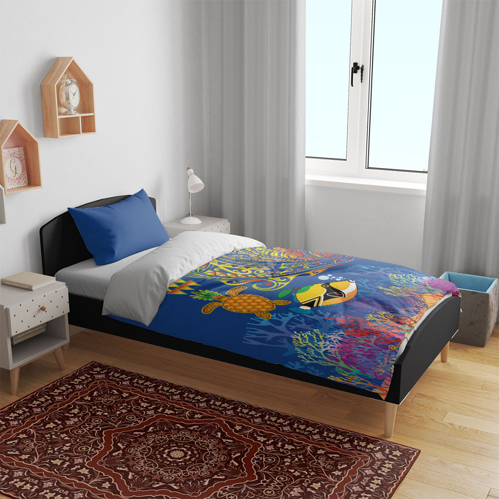 Hawaii Ocean Bedding Set Pineapple Turtle and Mango Reef Triggerfish and Kakau Tattoo LT03 - Polynesian Pride