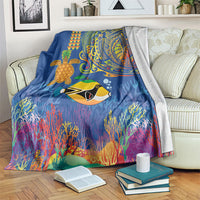 Hawaii Ocean Blanket Pineapple Turtle and Mango Reef Triggerfish and Kakau Tattoo LT03 Multicolor - Polynesian Pride