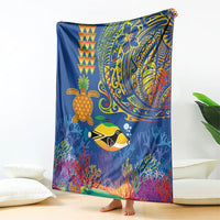 Hawaii Ocean Blanket Pineapple Turtle and Mango Reef Triggerfish and Kakau Tattoo LT03 - Polynesian Pride