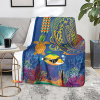 Hawaii Ocean Blanket Pineapple Turtle and Mango Reef Triggerfish and Kakau Tattoo LT03 - Polynesian Pride