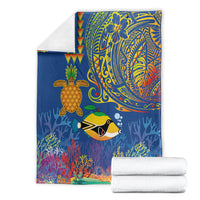 Hawaii Ocean Blanket Pineapple Turtle and Mango Reef Triggerfish and Kakau Tattoo LT03 - Polynesian Pride
