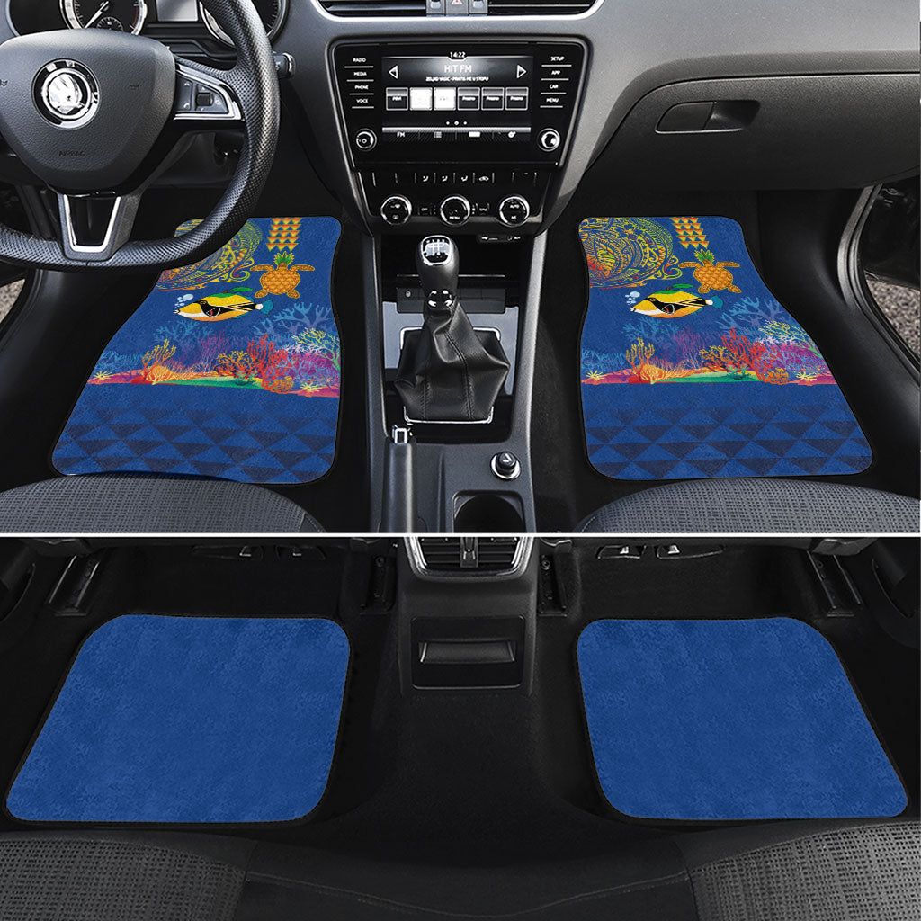 Hawaii Ocean Car Mats Pineapple Turtle and Mango Reef Triggerfish and Kakau Tattoo LT03 Set 4pcs Multicolor - Polynesian Pride